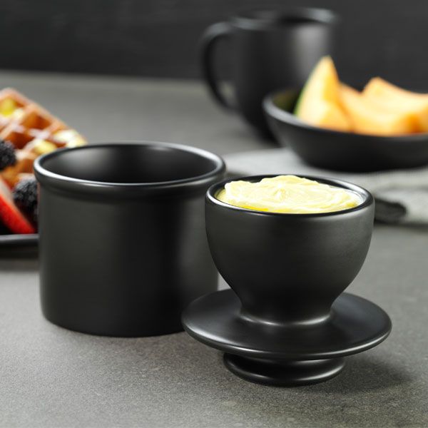 Load image into Gallery viewer, Classic Retro Matte Black Butter Bell Crock
