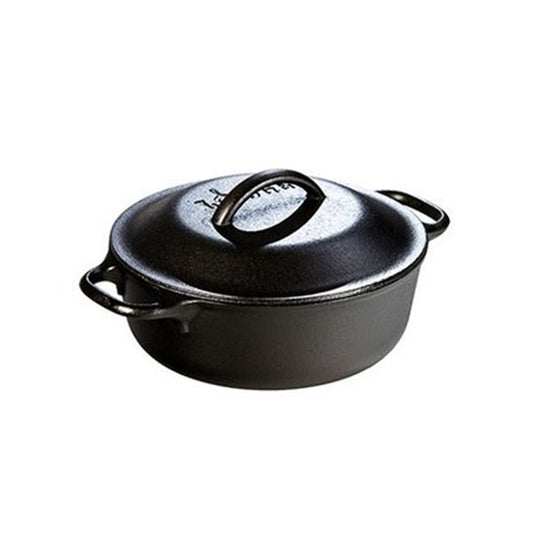 1 quart black cast iron covered sauce pot with self-basting lid