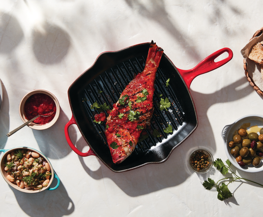 Le Creuset Signature Square Skillet Grill in Oyster