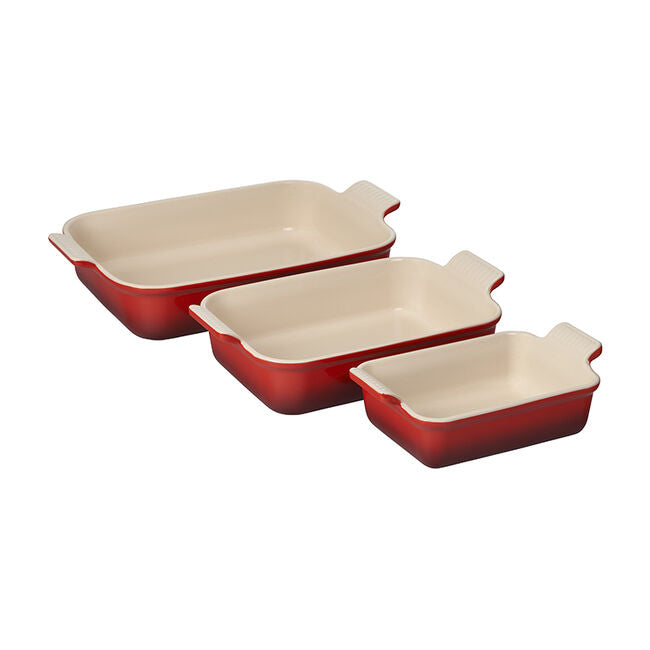 Load image into Gallery viewer, Le Creuset Heritage 3-Piece Rectangular Baking Dish Set
